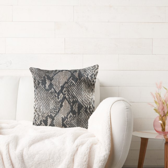 Trendy Python Snake Skin - Rich Elegant Fashion Throw Pillow (Couch)