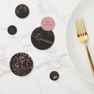 Trendy Quinceanera Party Decor | Rose Gold Glam Confetti
