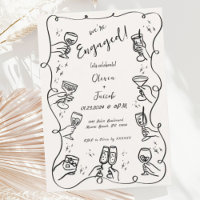 Trendy Quirky Hand Drawn Squiggle Engagement Party