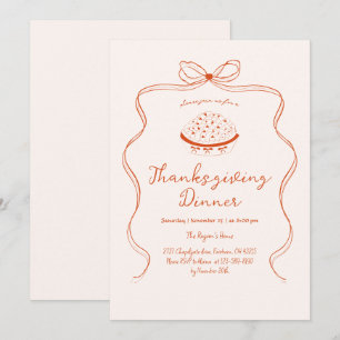 Trendy Quirky Hand Drawn Wavy Pie Thanksgiving Invitation