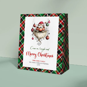 Trendy Quirky Santa Minimalist Red Green Gift Bag