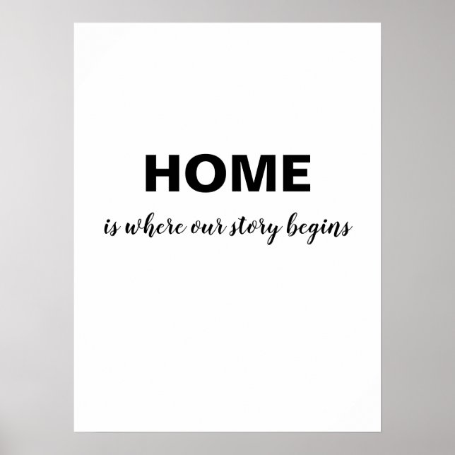Trendy Quote HOME IS WHERE OUR STORY BEGINS Poster (Front)