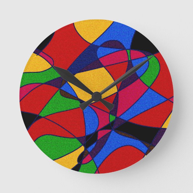 Trendy Rainbow Abstract Art gift accessories Round Clock (Front)