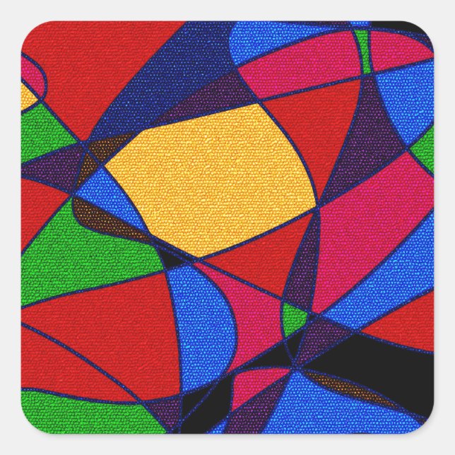 Trendy Rainbow Abstract Art gift accessories Square Sticker (Front)
