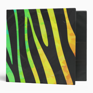Trendy Rainbow and Black Zebra Animal Print on ele Binder