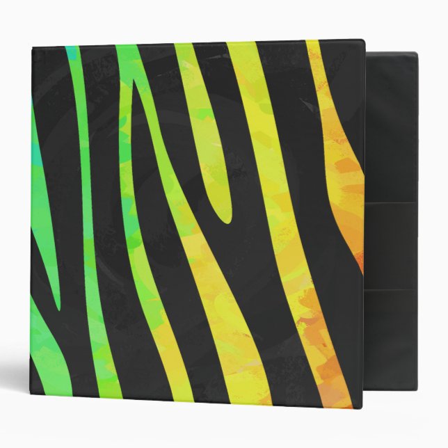 Trendy Rainbow and Black Zebra Animal Print on ele Binder (Front/Inside)