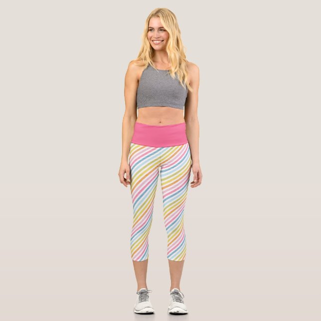 Trendy Rainbow Coloured Capri Leggings (Front)