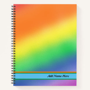 Trendy Rainbow Colourful Customizable Name  Notebook