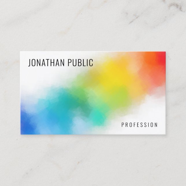 Trendy Rainbow Colours Modern Colourful Abstract Business Card (Front)