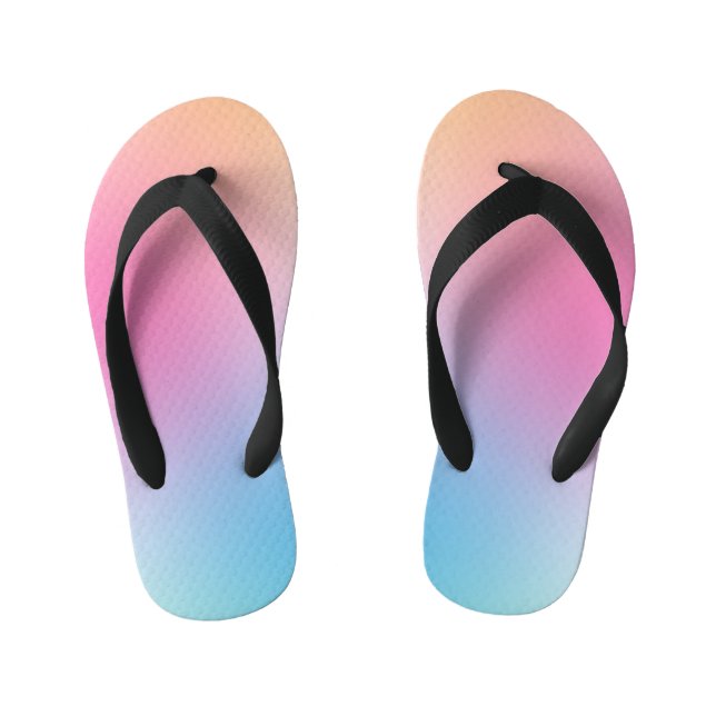 Trendy Rainbow Colours Pink Red Yellow Blue Purple Kid's Flip Flops (Footbed)