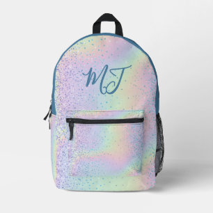 Trendy Rainbow Glitter Monogram Style Printed Backpack