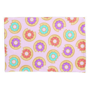 Trendy Rainbow Iced Doughnuts Pattern Pillowcase