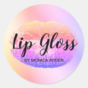 Trendy Rainbow Lip Gloss Business Sticker