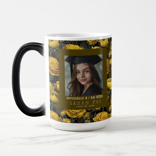 Trendy Ranunculus Pattern Gift For Him Graduation Magic Mug (Left)