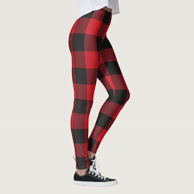 Trendy Red and Black Buffalo Checks Leggings (Droite)