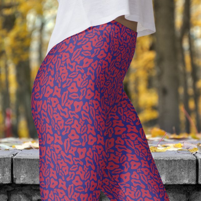 Trendy Red and Colbolt Blue Pattern Leggings (Trendy Red and Colbolt Blue Pattern Leggings)