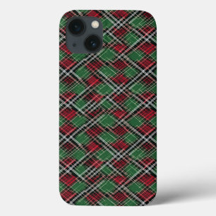Trendy Red and Green Christmas Plaid Pattern iPhone 13 Case
