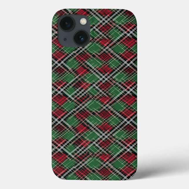 Trendy Red and Green Christmas Plaid Pattern Case-Mate iPhone Case (Back)