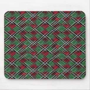 Trendy Red and Green Christmas Plaid Pattern Mouse Pad