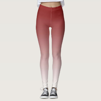 Trendy Red and White Ombre Leggings