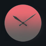 Trendy Red Black Gradient Round Clock<br><div class="desc">Go for a simple pink and grey look,  or use this background to customize your own items with text or additional images!  Has a pink to grey ombre colour fade.</div>