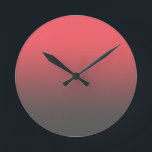 Trendy Red Black Gradient Round Clock<br><div class="desc">Go for a simple pink and grey look, or use this background to customize your own items with text or additional images! Has a pink to grey ombre colour fade.</div>
