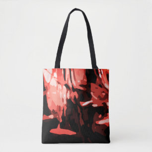 Trendy Red Camo Abstract Pattern Tote Bag