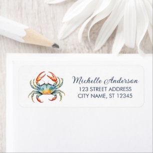 Trendy Red Crab Nautical Return Address Label