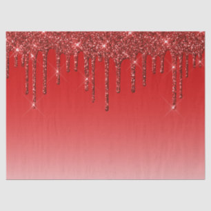 Trendy Red Glitter Drips Tissue Paper