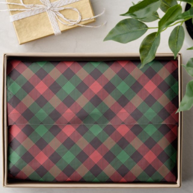 Trendy Red Green Plaid Tartan Tissue Paper (Trendy plaid tissue paper)
