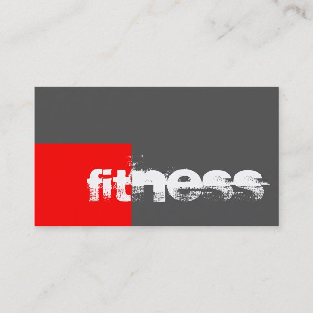 Trendy Red Grey Fitness Sport Business Card (Front)