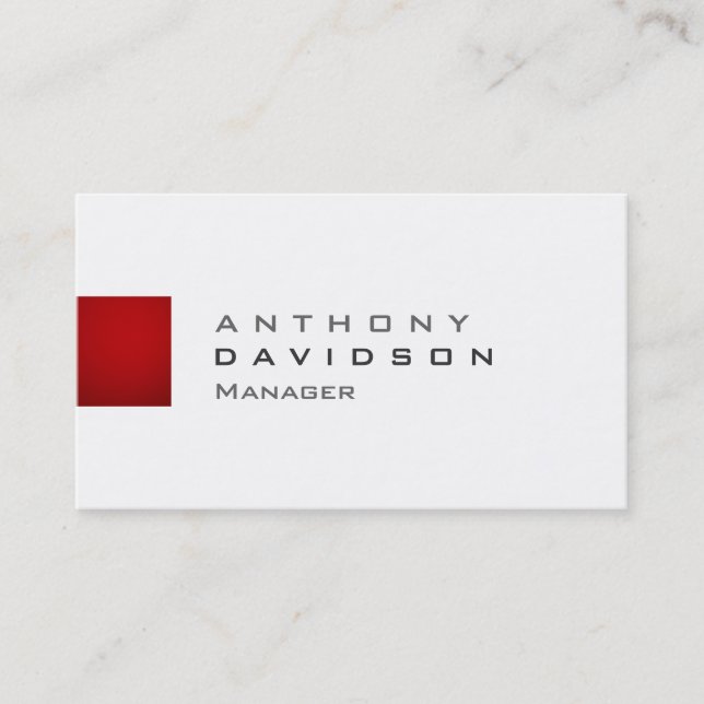 Trendy Red Grey White Contemporary Business Card (Front)