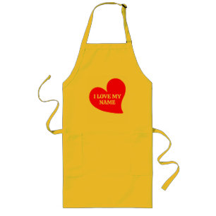 TRENDY RED HEART I LOVE MY ROMANTIC VALENTINE  LONG APRON