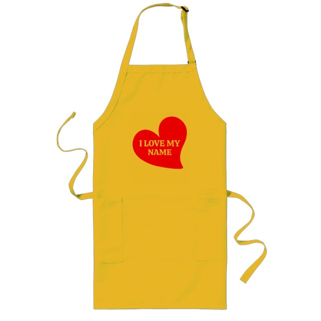 TRENDY RED HEART I LOVE MY ROMANTIC VALENTINE  LONG APRON (Front)