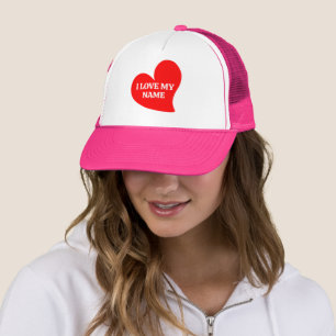 TRENDY RED HEART I LOVE MY ROMANTIC VALENTINE TRU TRUCKER HAT
