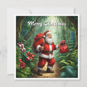 Trendy Red Jungle Funny Christmas Non-Photo Holiday Card
