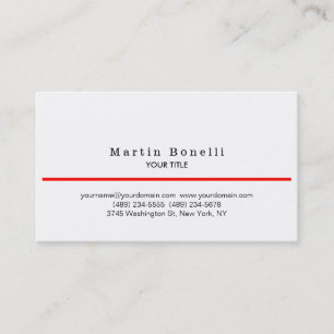 Trendy Red Line White Background Business Card