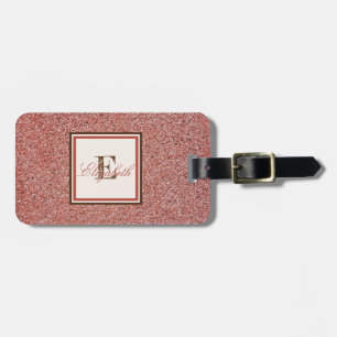 Trendy Red Marble Texture, Monogram-Personalized Luggage Tag