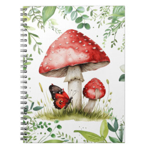 Trendy Red Mushroom with Butterfly Notebook
