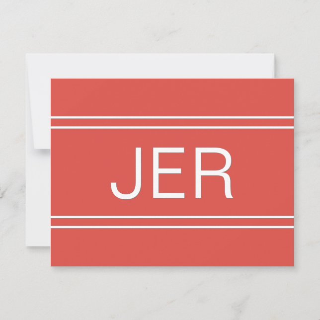 Trendy Red Personalized Monogrammed Name Initial Card (Front)