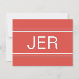 Trendy Red Personalized Monogrammed Name Initial Card
