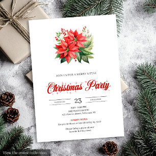 Trendy Red Poinsettia Holiday Party Christmas   Invitation