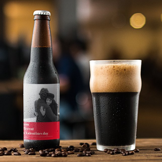  Trendy Red Quote and Photo | Valentines Gift  Beer Bottle Label (Creator Uploaded)