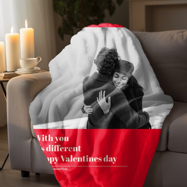  Trendy Red Quote and Photo | Valentines Gift  Fleece Blanket (Creator Uploaded)