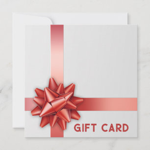 Trendy Red Satin Ribbon Gift Bow White Gift Card
