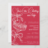 Trendy Red She's The Cherry On Top 30th Birthday