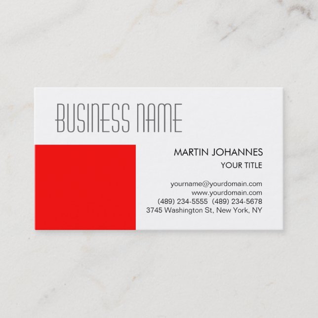 Trendy Red Striped Black White Business Card (Front)