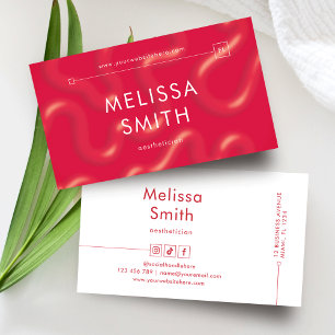 Trendy Red Stylish Professional Beauty Spa Salon Business Card