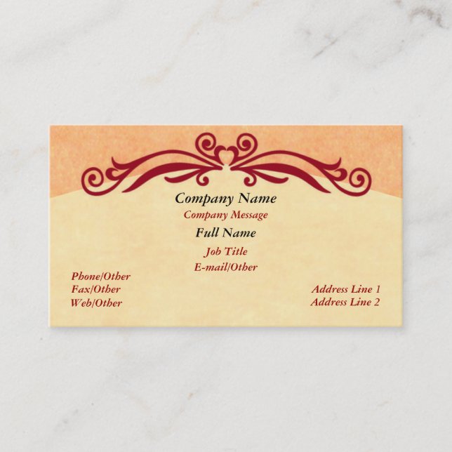 Trendy Red Swirl Business Card Template (Front)