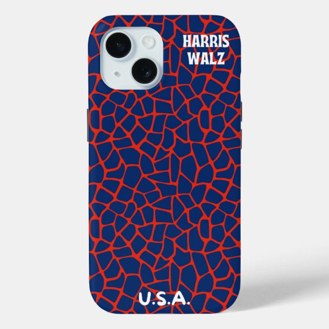 Trendy Red White Blue Animal Print Tough Case (Back)